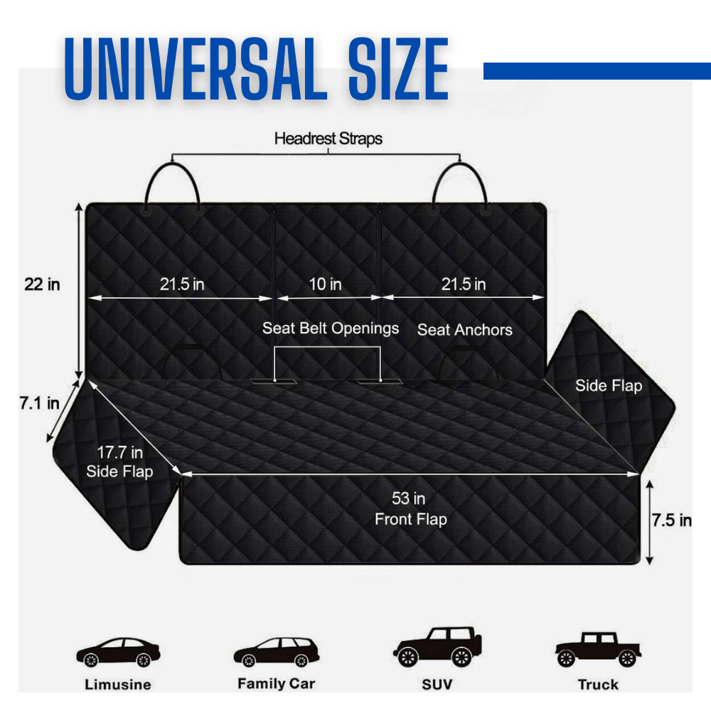 PawTrip Cover - Dog Car Seat Cover, Back Seat Cover - Black