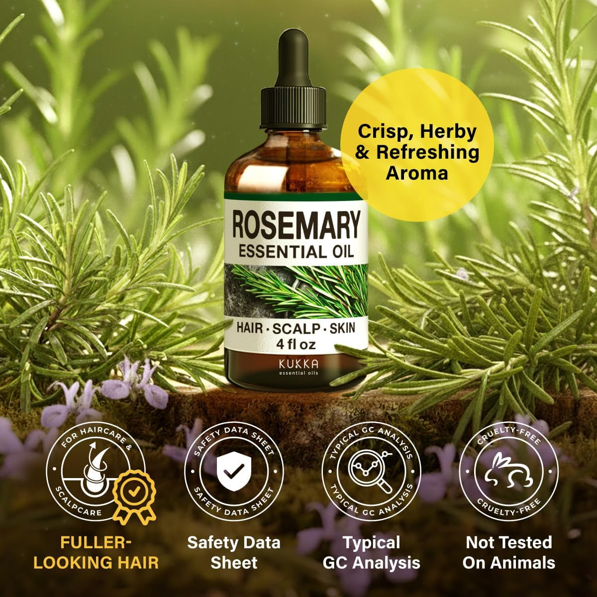 Kukka Rosemary Oil for Hair, Skin, Aromatherapy - 4 Fl Oz / 118 Ml, DIY Soap Making Scents