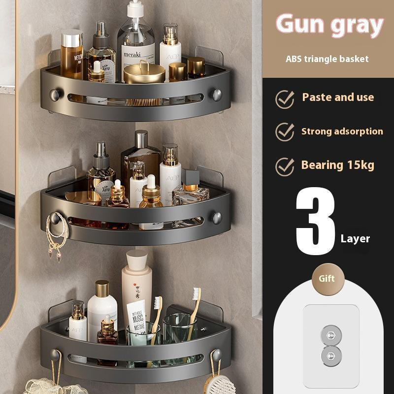 3-Pack Black Drill-Free Shower Caddy | Triangle Corner Storage Shelves (3-Tier Wall Mount Organizer)