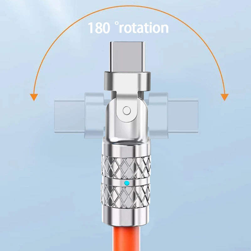 USB to Type-C Fast Charging Cable (120W) | 180° Rotation | High-Speed ​​Data Transfer for iPhone and Samsung
