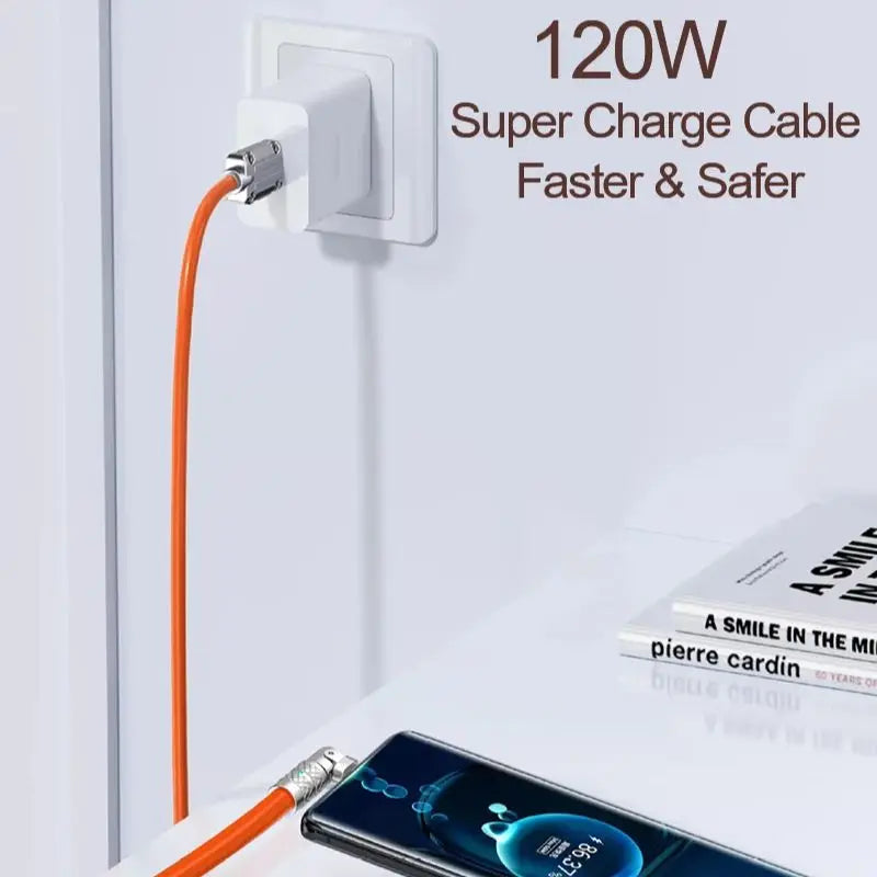 USB to Type-C Fast Charging Cable (120W) | 180° Rotation | High-Speed ​​Data Transfer for iPhone and Samsung