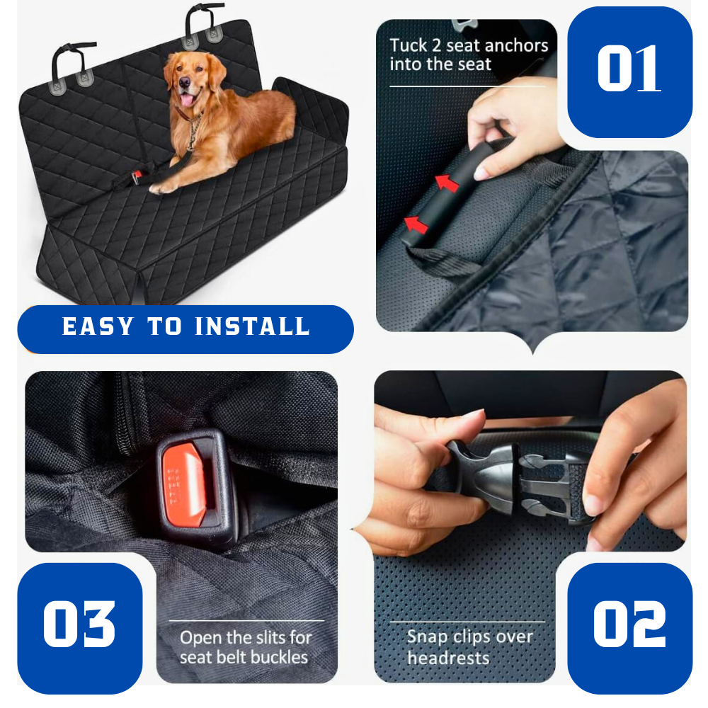 PawTrip Cover - Dog Car Seat Cover, Back Seat Cover - Black