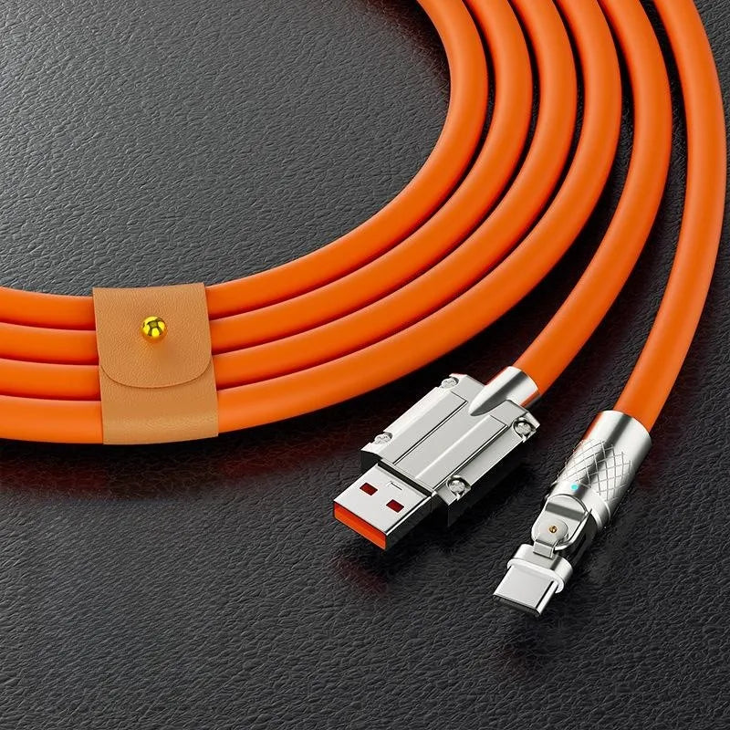 USB to Type-C Fast Charging Cable (120W) | 180° Rotation | High-Speed ​​Data Transfer for iPhone and Samsung