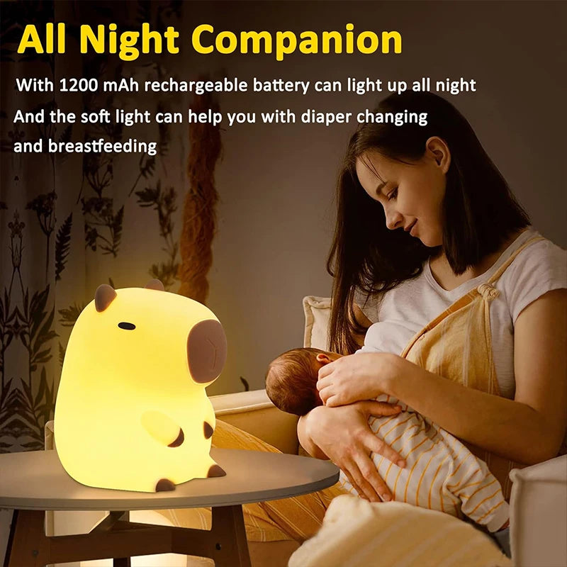CapyLight Glow - Luz nocturna recargable de capibara para dormir